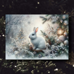 Cartão De Festividades Escritura Pacífica de Bunny de inverno Verso Natal