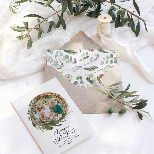 Cartão De Festividades Escuridão Botânica moderna - Escrita natalícia 1 (Criador carregado)