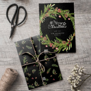 Cartão De Festividades Escuridão mínima negra moderna do Natal