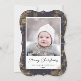 Cartão De Festividades Escuro de Neve Verde Moderno Bokeh