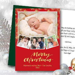 Cartão De Festividades Escuro Dourado Elegante Flocos de Neve Moderno Ver