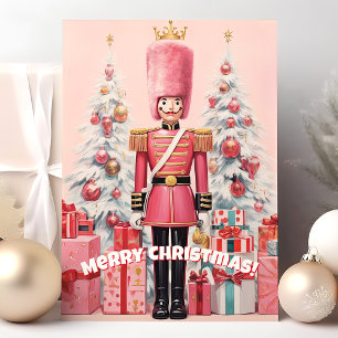 Cartão De Festividades Esmagador de Nozes Rosa Feliz Natal