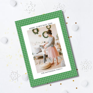 Cartão De Festividades Esmeralda Verde Hortelã Xadrez Foto Natal