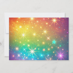 Cartão De Festividades Espaço colorido em estrela do arco-íris