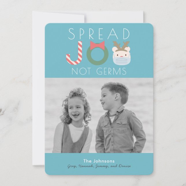 Cartão De Festividades Espalhar Joy Polar Bear Mask Blue Foto de Natal (Frente)