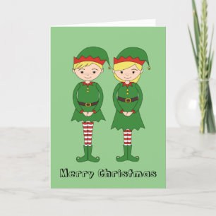 Cartão De Festividades Especial de Natal do Menino e Menina Ajudantes do 
