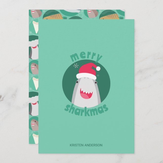 Cartão De Festividades Espécie tubarão Natal (Frente/Verso)