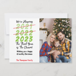 Cartão De Festividades Esperamos que o terceiro ano seja o charme! Engraç