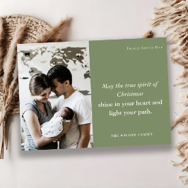 Cartão De Festividades Espírito de Natal Verde Mínimo Negrito 1 Foto Suja