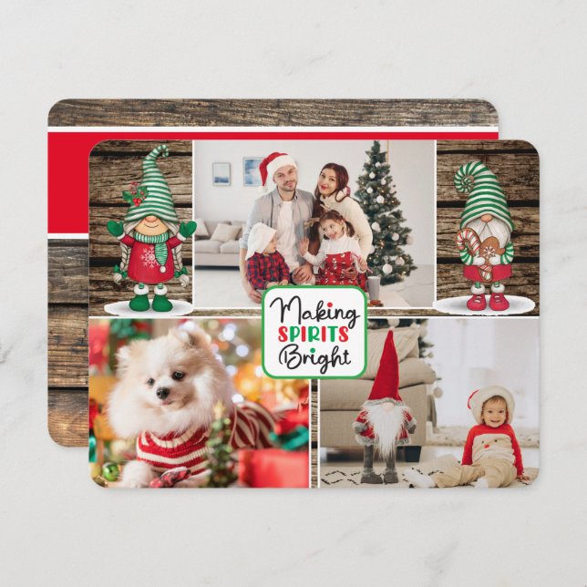 Cartão De Festividades Espíritos fazeres Brilhantes (adicione suas fotos) (Frente/Verso)