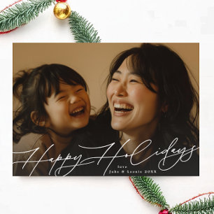 Cartão De Festividades Esplendor Clássico Branco Foto Feliz Natal