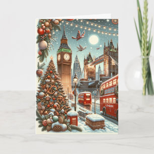 Cartão De Festividades Esplendor festivo de Londres - Carro de Natal vibr