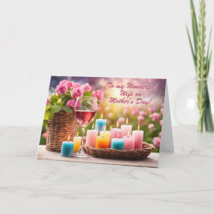 Cartão De Festividades Esposa Feliz Dia das Mães Brindes com Vinho