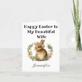 Cartão De Festividades Esposa Floral Bunny felz pascoa de Cores Aquáticas