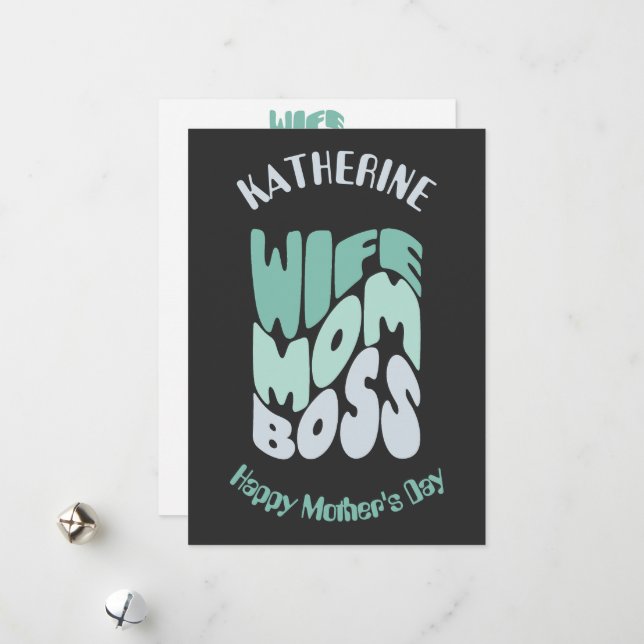 Cartão De Festividades Esposa, mãe, Dia de as mães personalizado chefe (Frente/Verso In Situ)