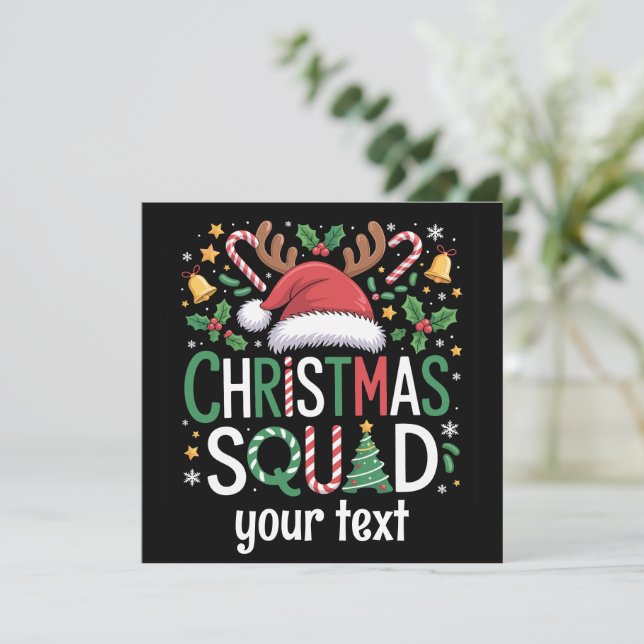 Cartão De Festividades Esquadrão de Natal Familiar Personalizado 2025 Cor (Em pé/Frente)