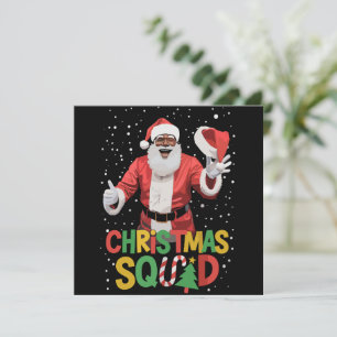 Cartão De Festividades Esquadrão de Natal Santa Preto Afro-Americano