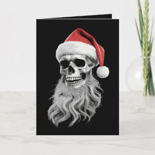 Cartão De Festividades Esqueleto Caveira Natal Assustador Barba do Papai 