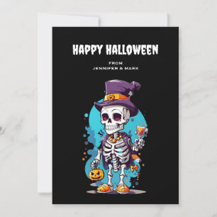 Cartão De Festividades Esqueleto legal no Halloween do Top Halloween