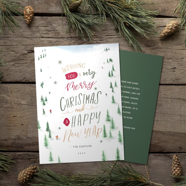 Cartão De Festividades Esqui alpino de inverno bonito não fotográfico Nat (Criador carregado)