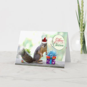 Cartão De Festividades Esquilo de Natal com Presentes de Natal