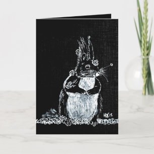 Cartão De Festividades Esquilo de Neve