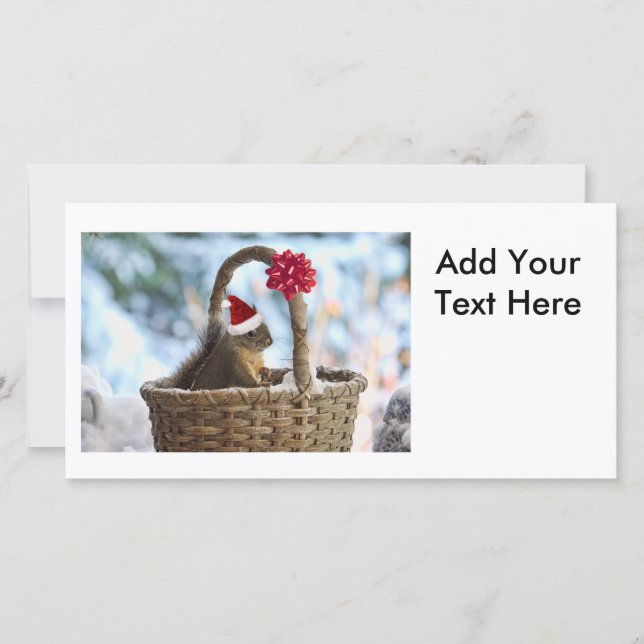 Cartão De Festividades Esquilo de papais noeis na neve (Frente)