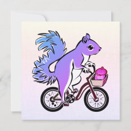 Cartão De Festividades Esquilo do Partido Andando uma Bicicleta