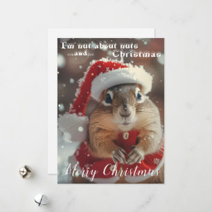 Cartão De Festividades Esquilo Engraçado para Foto de Natal