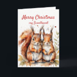 Cartão De Festividades Esquilo Maravilhoso e Bonito<br><div class="desc">Esquilos Fofos de Natal Maravilhoso Bobo doce mas cheio de amor Feliz Natal</div>