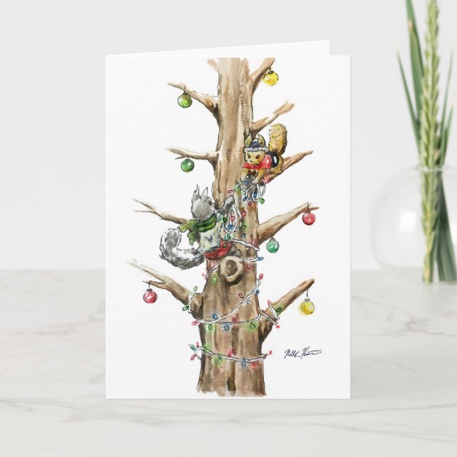 Cartão De Festividades Esquilo Natal (Frente)