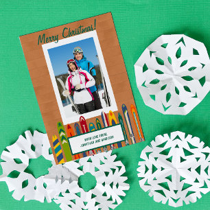 Cartão De Festividades Esquís Antigos Foto Personalizada