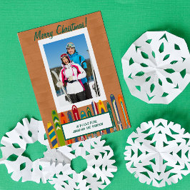 Cartão De Festividades Esquis Antigos Personalizados com Foto