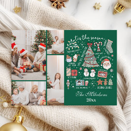 Cartão De Festividades Esta É A Época 4 Foto Retro Natal Verde