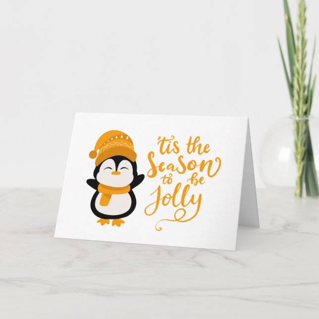 Cartão De Festividades Esta É A Época De Ser Jolly, Pinguim De Natal (Frente)
