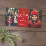 Cartão De Festividades Esta é a estação a ser JOLLY - 2 Photo Collage<br><div class="desc">Personalize isso com 2 fotos verticais,  ano,  nome da família e uma saudação pessoal.</div>