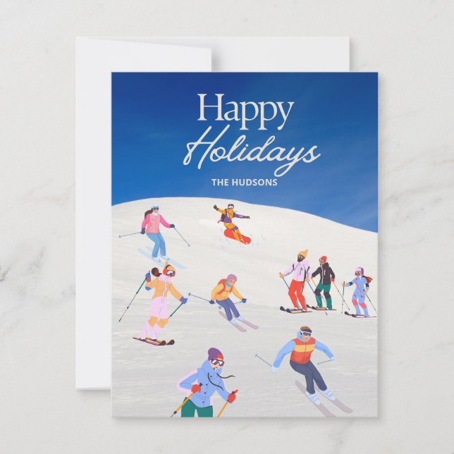 Cartão De Festividades Estação de Esqui Diversão Tendência Feliz Férias  (Frente)