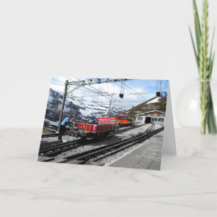 Cartão De Festividades Estação de Kleine Scheidegg em Suiça