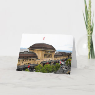 Cartão De Festividades Estação de Lausanne na Suiça