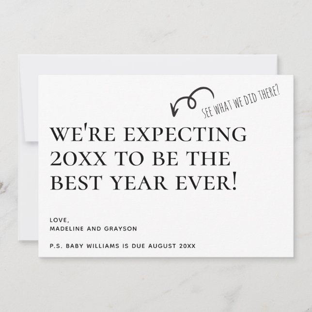 Cartão De Festividades Estamos esperando o lançamento de gravidez de ano  (Frente)