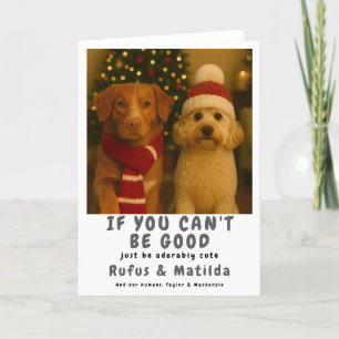 Cartão De Festividades Estamos na lista travessa Foto de Natal do Cachorr
