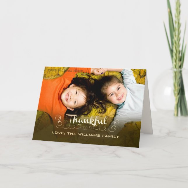 Cartão De Festividades Estando grato. Foto personalizada de ação de graça (Frente)