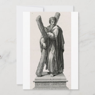 Cartão De Festividades Estátua do Santo Andrew Apostle com cruz