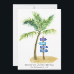 Cartão De Festividades Este é o Mar Sun Watercolor Beach 2 Photos<br><div class="desc">Este é o Sea Sun Watercolor Beach Two Photos Holiday Card - um pequeno cartão de Natal divertido para enviar a sua família e amigos nesta temporada de férias. A carta apresenta uma palmeira tropical aquosa com um cartaz de madeira que diz "é o sol do mar" com um desejo...</div>
