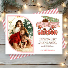 Cartão De Festividades Este é o Natal do Caminhão Rosa de Groovy