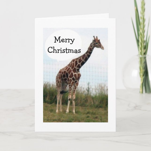 CARTÃO DE FESTIVIDADES ESTE GIRAFFE ESTÁ PRONTO, ELE DIZ MERRY CHRISTMAS (Frente)