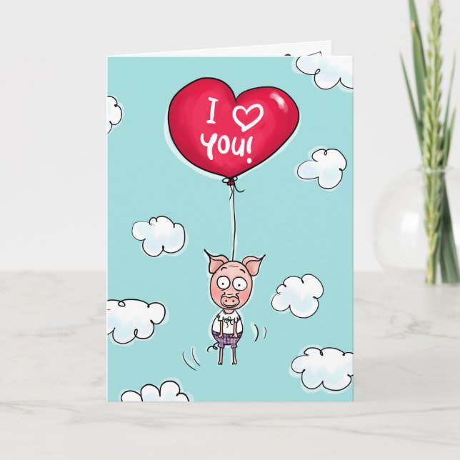 Cartão De Festividades Este porco te ama. (Frente)