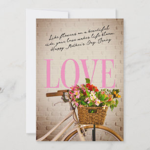 Cartão De Festividades Estilo Chic Bicicleta Floral Dia das Mães Amor