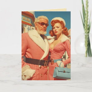 Cartão De Festividades Estilo de Casal de Inverno Retro Glamour