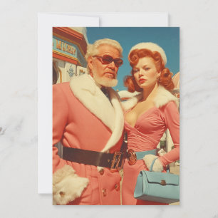 Cartão De Festividades Estilo de Casal Glamouroso de Inverno Retro